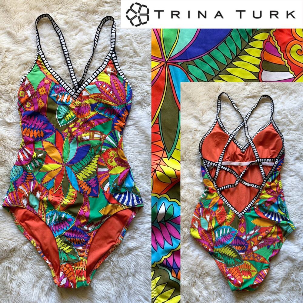 Trina Turk Montezuma OnePiece SwimSuit Coastal Resort Pool Vacation Beach Cruise
